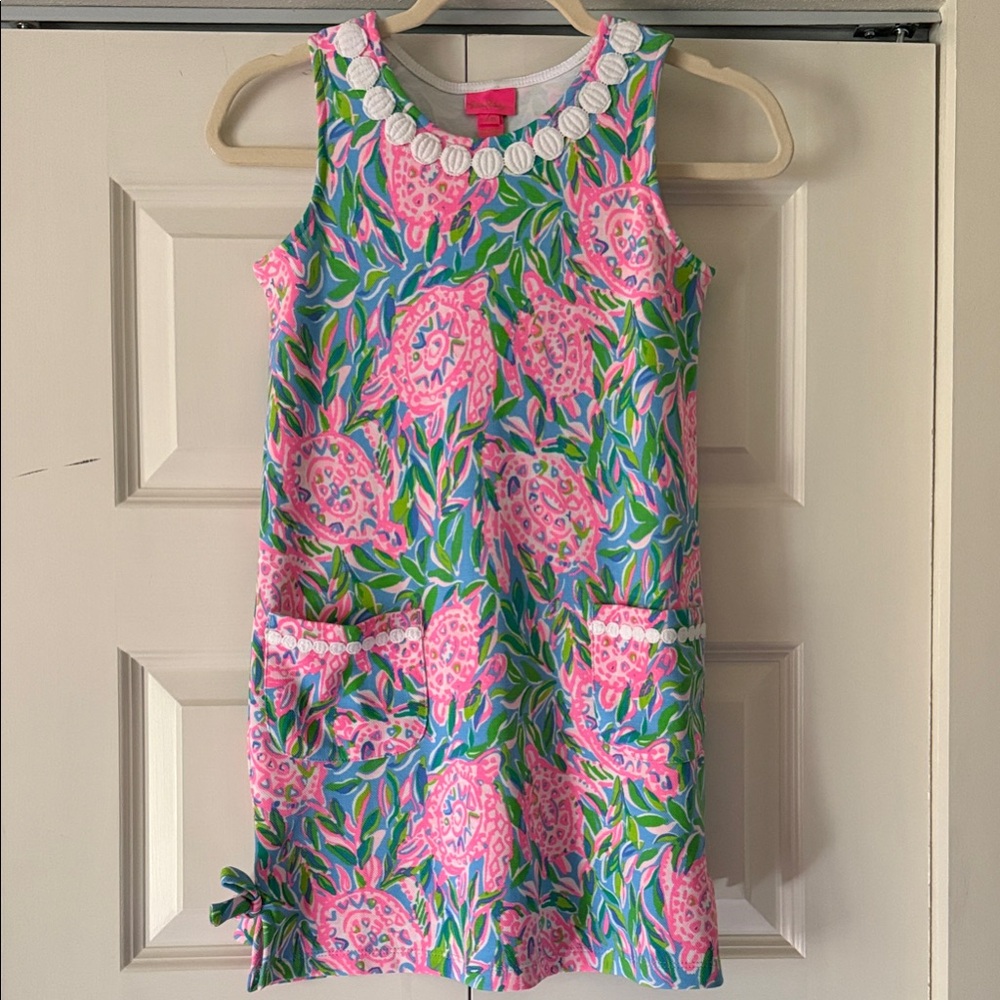 Lilly Pulitzer Sea Turtle Girls Sleeveless Dress with pockets SZ L (8-10)